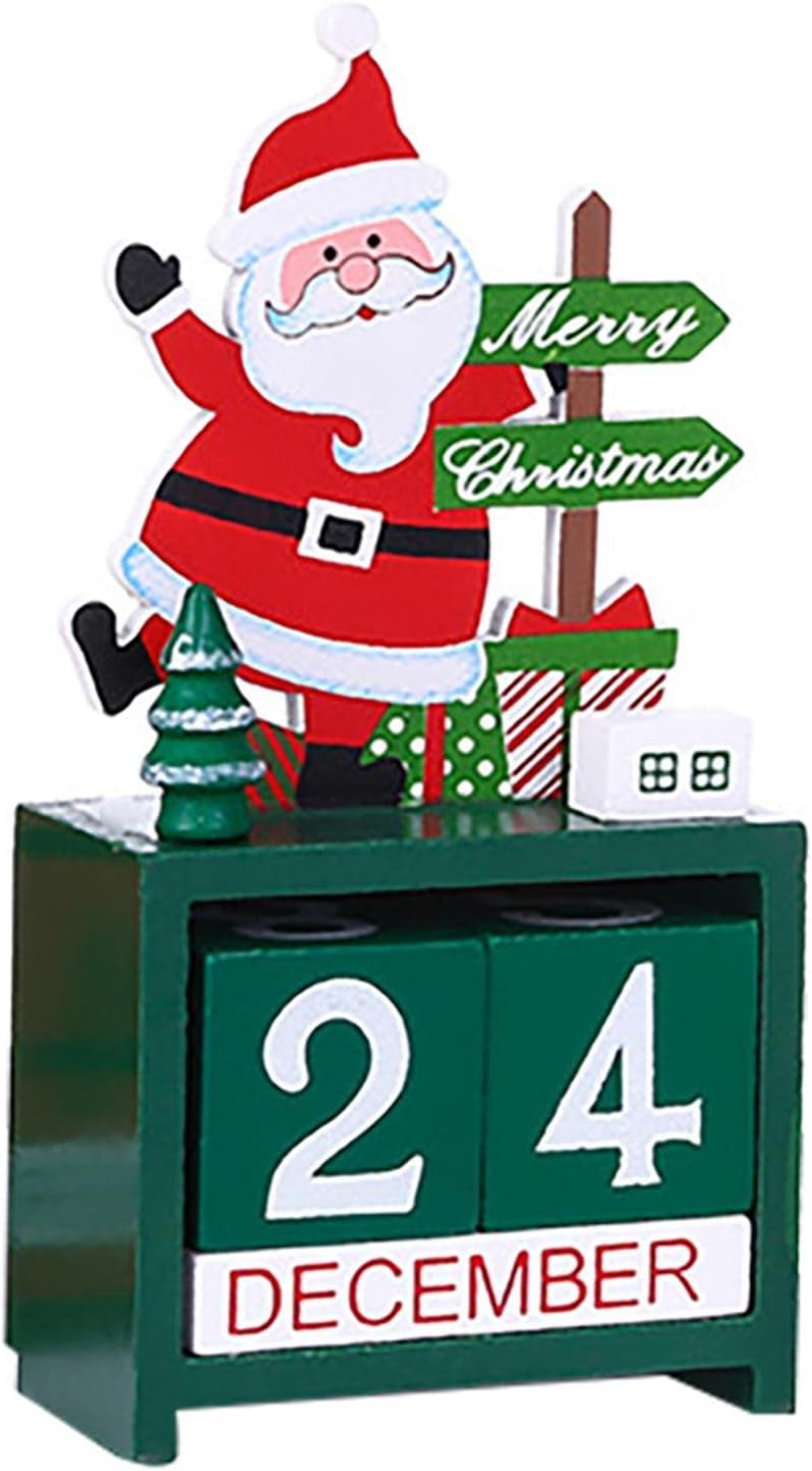 woobles Wooden Block Christmas Desk Calendar - Days Til Christmas Wooden Advent Calendar Set | Christmas Desktop Calendars with Number Date and Snowman/Santa/Reindeer Decor - Image 5